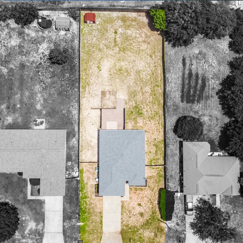 drone shot of rental property