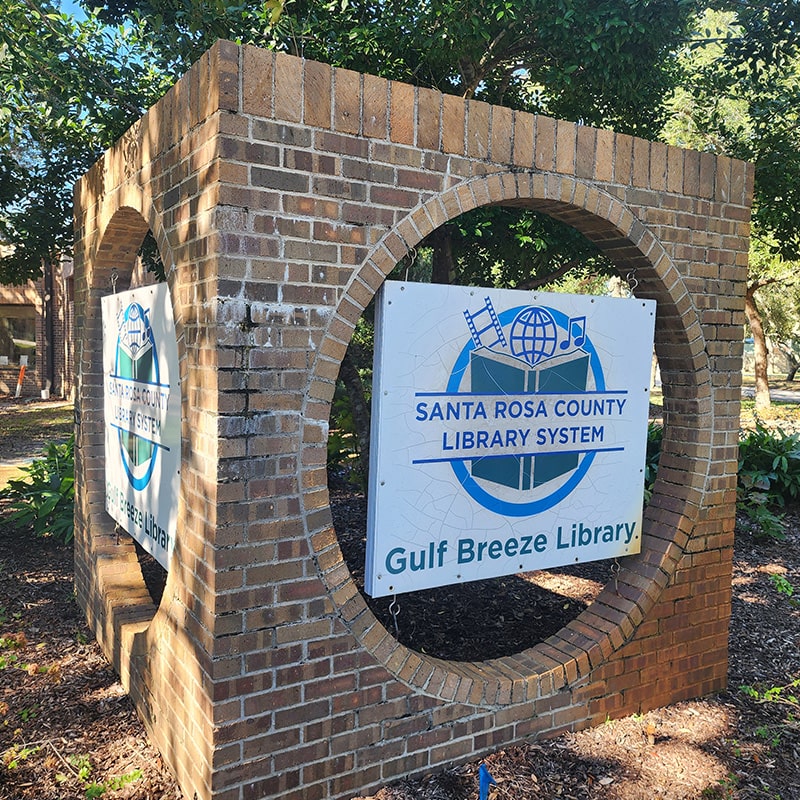 gulf breeze library sign