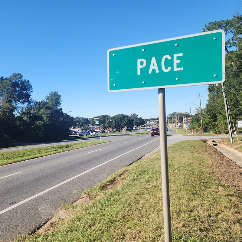 pace fl road sign
