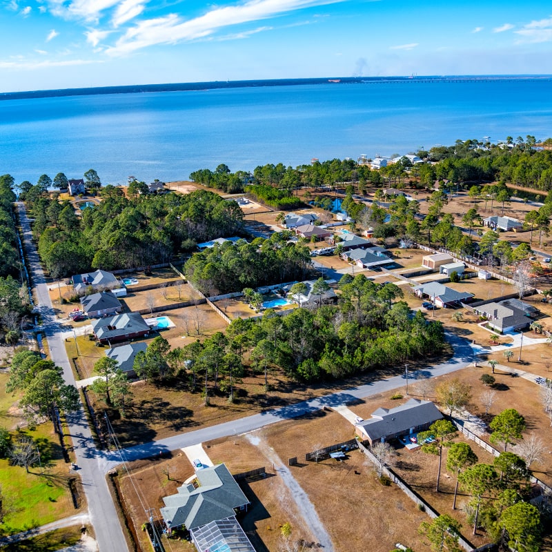 pensacola neighborhood drone shot