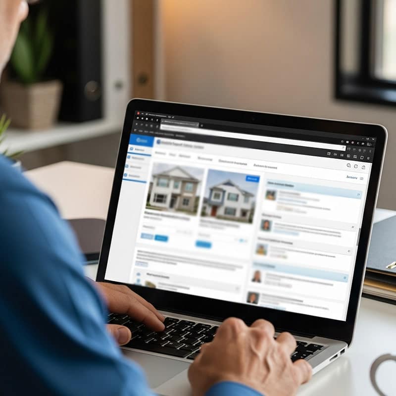 property manager looking at email from prospective tenant