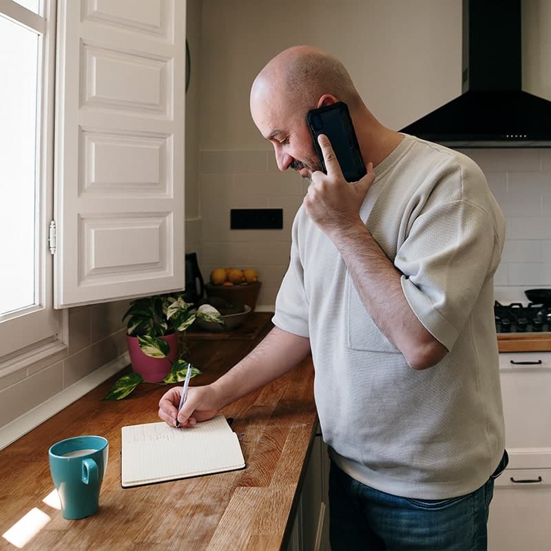 prospective tenant talking on phone